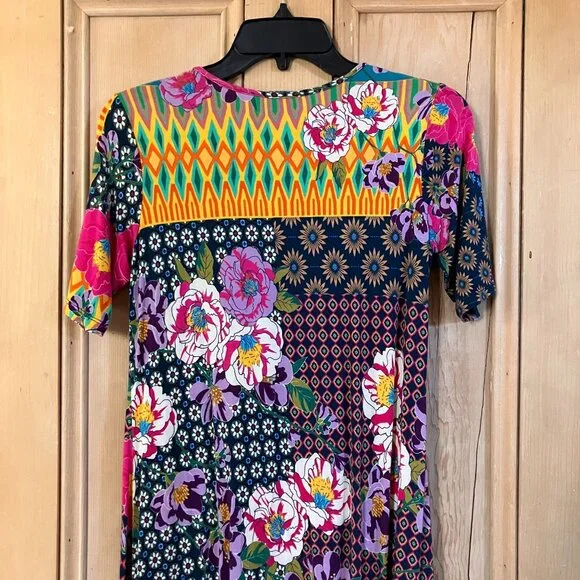 Johnny Was Womens Maggie Multi-Pattern Floral Stretch Midi Dress XS Pink SP NWOT - Picture 10 of 12